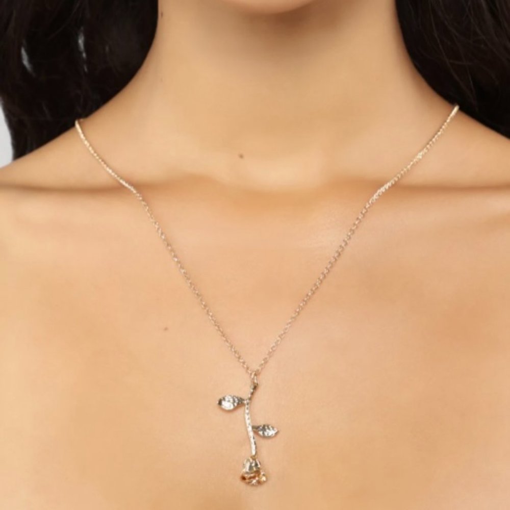 ***Fashion Nova***Smell The Roses NECKLACE & Chaining You Hoop EARRINGS -Gold